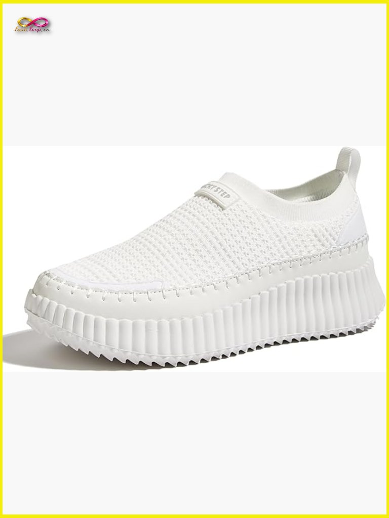 Chunky Platform Sneakers Slip On Knit Retro Casual Walking Shoes Lightweight